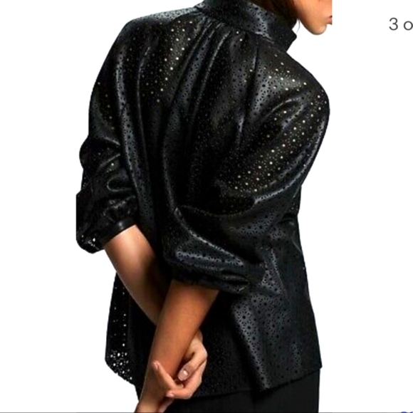 SHIPS FREE!! Brand New Zara Faux Leather Laser Cut Blouse - Picture 8 of 12